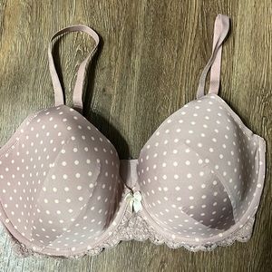 Adore Me Women's Back Closure Bra 04124 Mauve Polka Dot Size 34DDD
